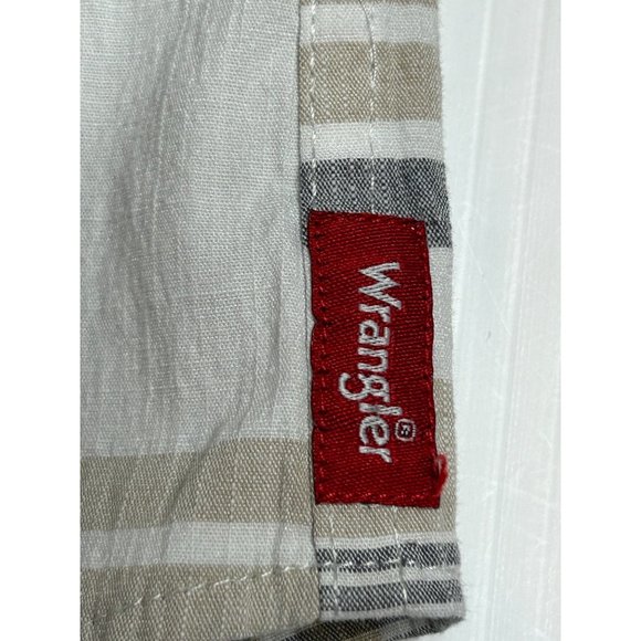 Wrangler Mens Oversize 2XL Brown Plaid Long Sleeve Button Up‎ Shirt - Picture 7 of 8